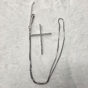 Elegant Stainless Steel Cross Necklace Cubic Zirconia